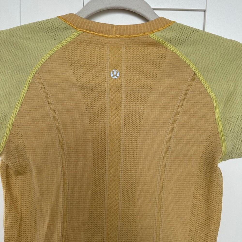 Lululemon Swiftly Tech 2.0 Short Sleeve Top Orange Sunset Yellow Size 6 EUC - Picture 3 of 4